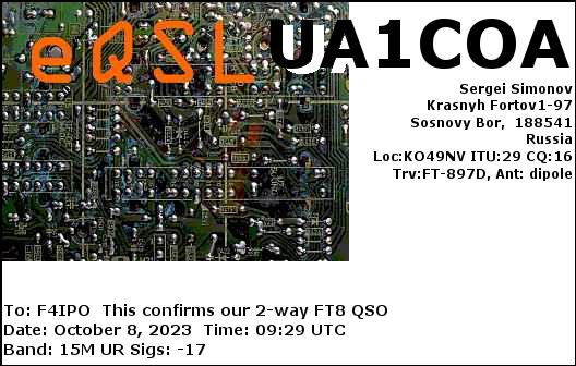 QSL de UA1COA