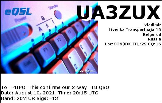 QSL de UA3ZUX