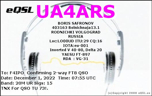 QSL de UA4ARS