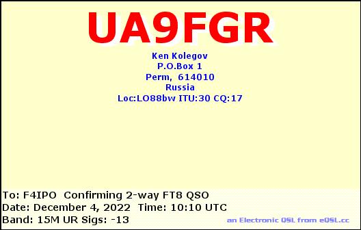 QSL de UA9FGR