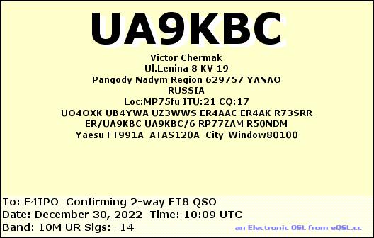 QSL de UA9KBC