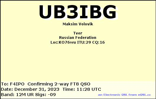 QSL de UB3IBG