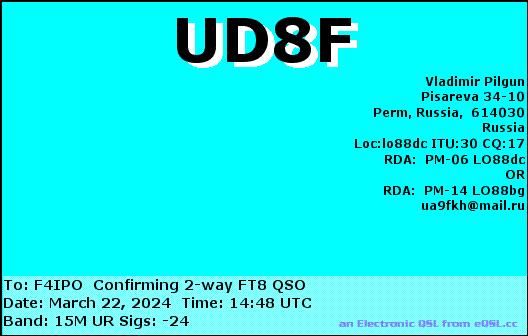 QSL de UD8F