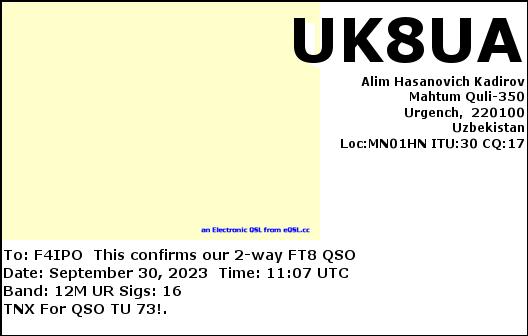 QSL de UK8UA