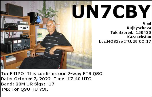 QSL de UN7CBY