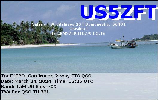 QSL de US5ZFT