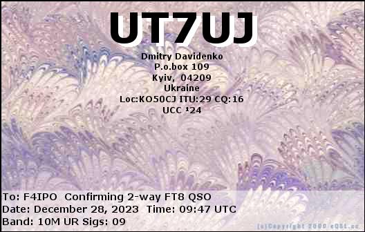 QSL de UT7UJ