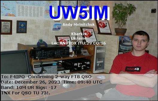 QSL de UW5IM