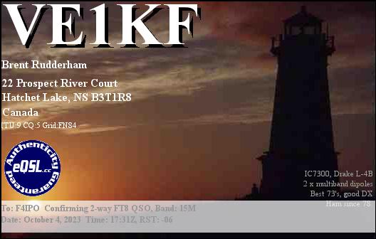 QSL de VE1KF