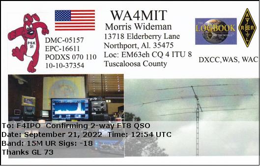 QSL de WA4MIT