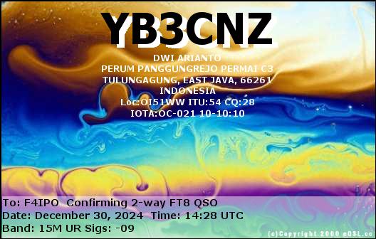 QSL de YB3CNZ