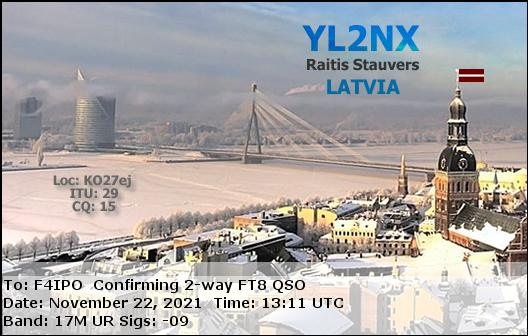 QSL de YL2NX