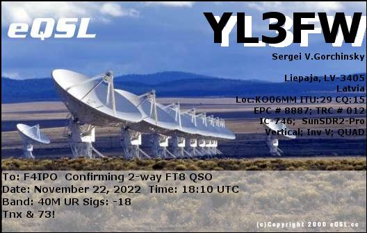 QSL de YL3FW