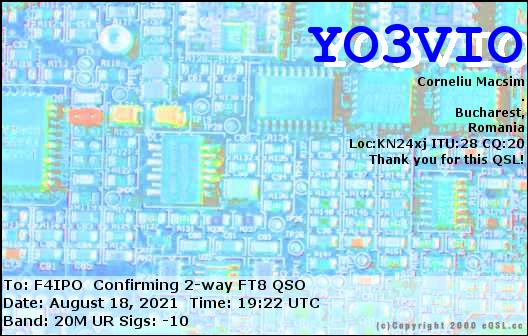 QSL de YO3VIO