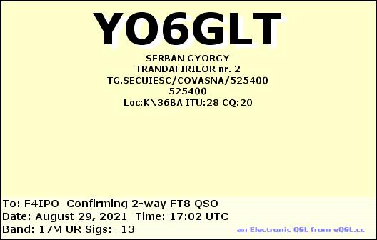 QSL de YO6GLT