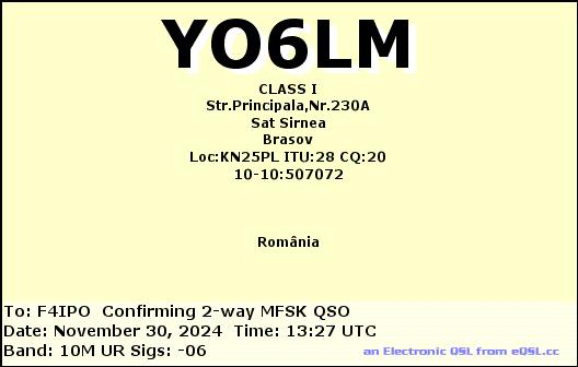 QSL de YO6LM