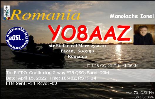 QSL de YO8AAZ