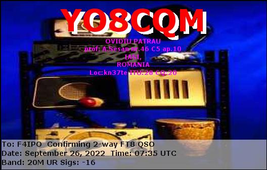 QSL de YO8CQM