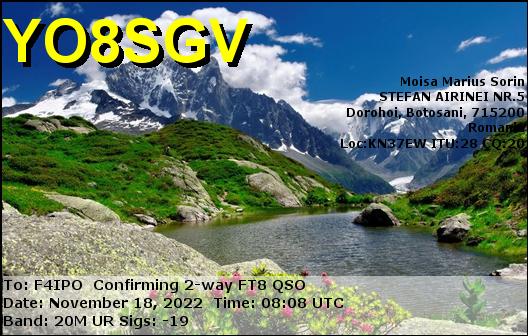 QSL de YO8SGV