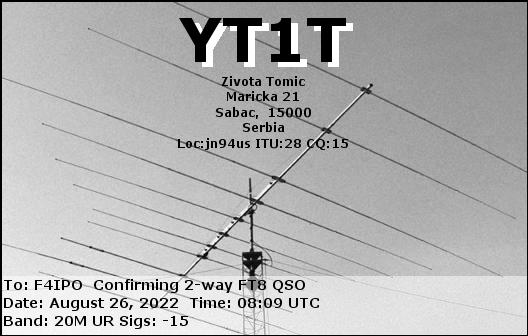 QSL de YT1T