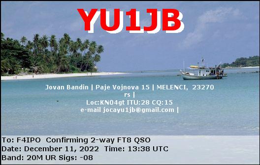 QSL de YU1JB