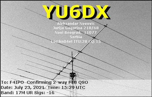 QSL de YU6DX